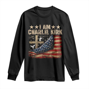 I Am Charlie Kirk Long Sleeve Shirt Freedom Vintage American Flag TS11 Black Print Your Wear