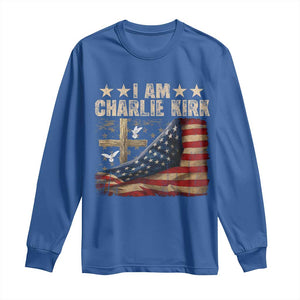 I Am Charlie Kirk Long Sleeve Shirt Freedom Vintage American Flag TS11 Royal Blue Print Your Wear