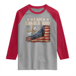 I Am Charlie Kirk Raglan Shirt Freedom Vintage American Flag TS11 Sport Gray Red Print Your Wear