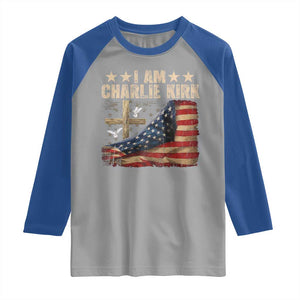 I Am Charlie Kirk Raglan Shirt Freedom Vintage American Flag TS11 Sport Gray Royal Print Your Wear