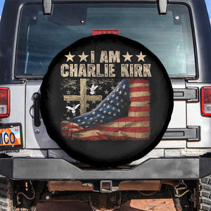 I Am Charlie Kirk Spare Tire Cover Freedom Vintage American Flag TS11 No hole Black Print Your Wear