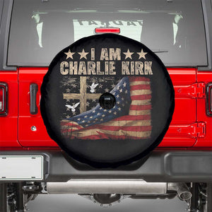 I Am Charlie Kirk Spare Tire Cover Freedom Vintage American Flag TS11 Black Print Your Wear
