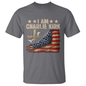 I Am Charlie Kirk T Shirt Freedom Vintage American Flag TS11 Charcoal Print Your Wear