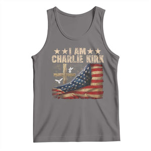 I Am Charlie Kirk Tank Top Freedom Vintage American Flag TS11 Deep Heather Print Your Wear