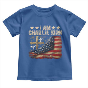 I Am Charlie Kirk Toddler T Shirt Freedom Vintage American Flag TS11 Royal Blue Print Your Wear