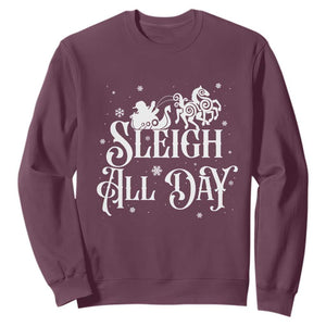 Funny Christmas Viking Sweatshirt Sleigh All Day Sleipnir Longship Santa TS11 Maroon Print Your Wear