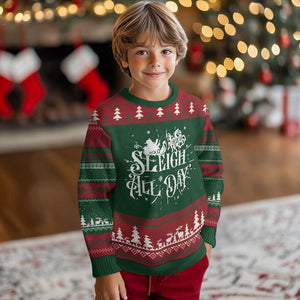 Funny Xmas Viking Ugly Christmas Sweater Sleigh All Day Sleipnir Longship Santa TS11 Christmas Print Your Wear