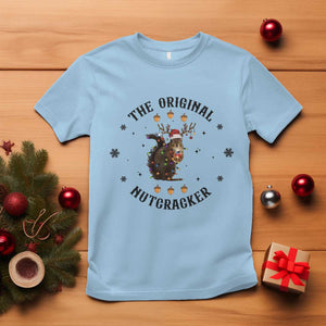 Funny Christmas Squirrel T Shirt The Original Nutcracker Snowflake Santa Hat TS11 Light Blue Print Your Wear