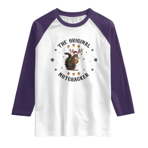 Funny Christmas Squirrel Raglan Shirt The Original Nutcracker Snowflake Santa Hat TS11 White Purple Print Your Wear