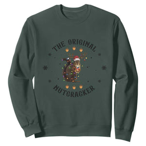 Funny Christmas Squirrel Sweatshirt The Original Nutcracker Snowflake Santa Hat TS11 Dark Forest Green Print Your Wear
