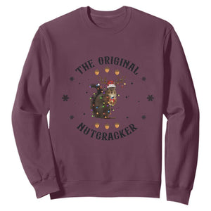 Funny Christmas Squirrel Sweatshirt The Original Nutcracker Snowflake Santa Hat TS11 Maroon Print Your Wear