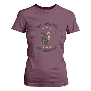 Funny Christmas Squirrel T Shirt For Women The Original Nutcracker Snowflake Santa Hat TS11 Maroon Print Your Wear