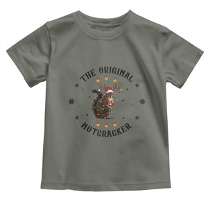 Funny Christmas Squirrel Toddler T Shirt The Original Nutcracker Snowflake Santa Hat TS11 Military Green Print Your Wear