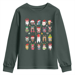 Funny Christmas Viking Youth Sweatshirt Nordic Cute Viking Warriors TS11 Dark Forest Green Print Your Wear