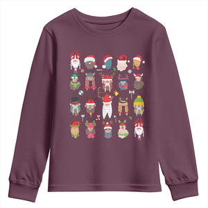 Funny Christmas Viking Youth Sweatshirt Nordic Cute Viking Warriors TS11 Maroon Print Your Wear