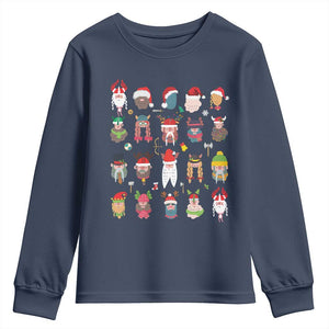 Funny Christmas Viking Youth Sweatshirt Nordic Cute Viking Warriors TS11 Navy Print Your Wear