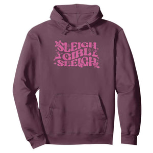 Funny Pink Christmas Hoodie Sleigh Girl Sleigh Reindeer TS11 Maroon Print Your Wear