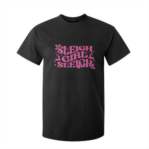 Funny Pink Christmas T Shirt For Kid Sleigh Girl Sleigh Reindeer TS11 Black Print Your Wear