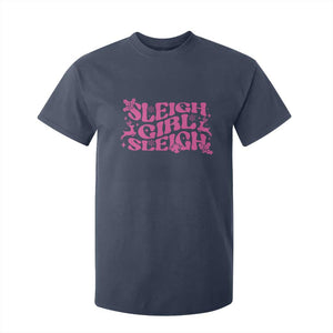 Funny Pink Christmas T Shirt For Kid Sleigh Girl Sleigh Reindeer TS11 Navy Print Your Wear