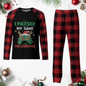 Funny Xmas Gamers Plaid Pajama Set I Paused My Game For Christmas Santa Hat TS11 Buffalo Plaid Print Your Wear