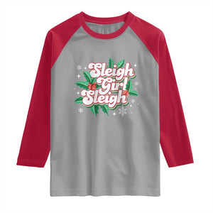 Sleigh Girl Sleigh Raglan Shirt Christmas Retro Groove Slay Girl Mistletoe TS11 Sport Gray Red Print Your Wear