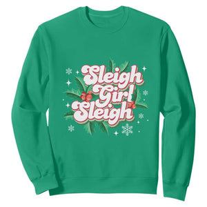 Sleigh Girl Sleigh Sweatshirt Christmas Retro Groove Slay Girl Mistletoe TS11 Irish Green Print Your Wear