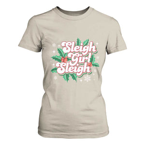 Sleigh Girl Sleigh T Shirt For Women Christmas Retro Groove Slay Girl Mistletoe TS11 Sand Print Your Wear