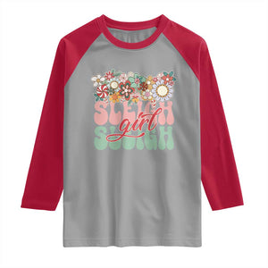Sleigh Girl Sleigh Raglan Shirt Christmas Retro Groove Slay Girl TS11 Sport Gray Red Print Your Wear