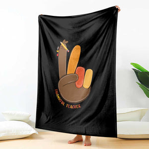 Funny Thanksgiving Teacher Throw Blanket Thankful Teacher Turkey Pencil TS11 Print Your Wear