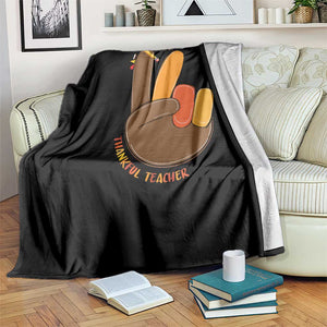 Funny Thanksgiving Teacher Throw Blanket Thankful Teacher Turkey Pencil TS11 Print Your Wear
