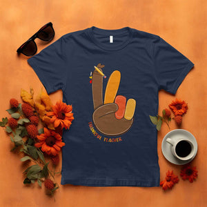 Funny Thanksgiving Teacher T Shirt Thankful Teacher Turkey Pencil TS11 Navy Print Your Wear