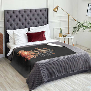 Thanksgiving Christ Throw Blanket Give Thanks To The Lord Psalm 136:1 Pumpkin Cross TS11 Print Your Wear