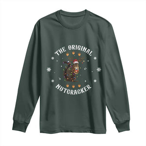 Funny Christmas Squirrel Long Sleeve Shirt The Original Nutcracker Snowflake Xmas Neon Light TS11 Dark Forest Green Print Your Wear