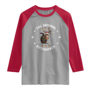 Funny Christmas Squirrel Raglan Shirt The Original Nutcracker Snowflake Xmas Neon Light TS11 Sport Gray Red Print Your Wear