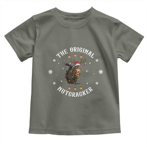 Funny Christmas Squirrel Toddler T Shirt The Original Nutcracker Snowflake Xmas Neon Light TS11 Military Green Print Your Wear