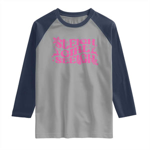 Funny Pink Christmas Raglan Shirt Sleigh Girl Sleigh Reindeer TS11 Sport Gray Navy Print Your Wear