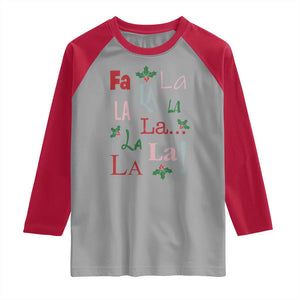Funny Fa La La 8 Christmas Carol Song Raglan Shirt Holiday Mistletoe TS11 Sport Gray Red Print Your Wear