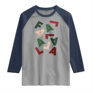 Funny Fa La La 8 Christmas Carol Holiday Raglan Shirt TS11 Sport Gray Navy Print Your Wear