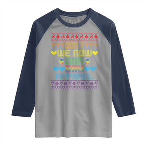 Funny LGBT Christmas Raglan Shirt Don't We Now Our Gay Apparel Rainbow Unicorn TS11 Sport Gray Navy Print Your Wear