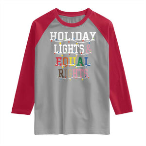 Funny Feminist LGBT Christmas Raglan Shirt Holiday Lights And Equal Rights Led Lights TS11 Sport Gray Red Print Your Wear