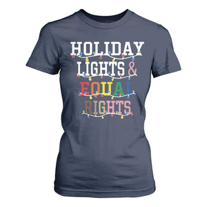Funny Feminist LGBT Christmas T Shirt For Women Holiday Lights And Equal Rights Led Lights TS11 Navy Print Your Wear