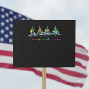 Funny Christmas LGBT Protest Sign Merry And Pride Rainbow Xmas Tree TS11 Horizontal 18" × 24" Black Print Your Wear