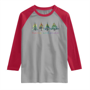 Funny Christmas LGBT Raglan Shirt Merry And Pride Rainbow Xmas Tree TS11 Sport Gray Red Print Your Wear