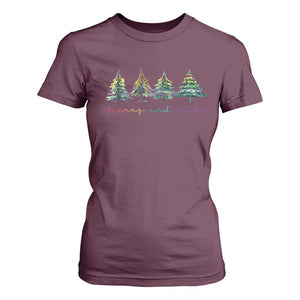 Funny Christmas LGBT T Shirt For Women Merry And Pride Rainbow Xmas Tree TS11 Maroon Print Your Wear