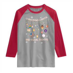 Christmas Lights And Equal Rights LGBTQ Raglan Shirt TS11 Sport Gray Red Print Your Wear