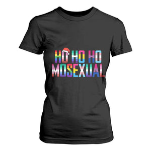 Funny LGBT Christmas T Shirt For Women Ho Ho Ho Mosexual LGBT Flag TS11 Black Print Your Wear