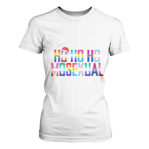 Funny LGBT Christmas T Shirt For Women Ho Ho Ho Mosexual LGBT Flag TS11 White Print Your Wear
