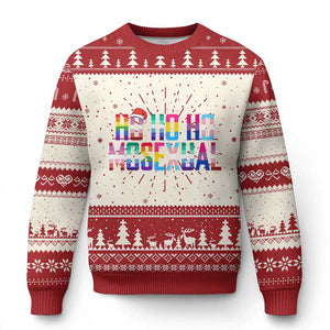 Funny LGBT Xmas Ugly Christmas Sweater Ho Ho Ho Mosexual LGBT Flag TS11 Red Print Your Wear