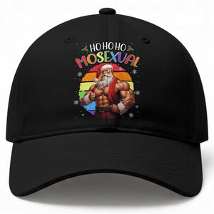 Funny Christmas LGBT Baseball Cap Ho Ho Ho Mosexual Rainbow Santa TS11 Print Your Wear