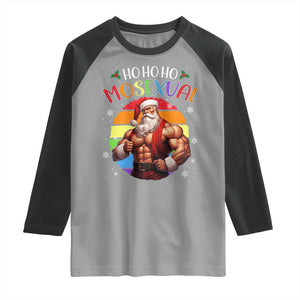 Funny Christmas LGBT Raglan Shirt Ho Ho Ho Mosexual Rainbow Santa TS11 Sport Gray Black Print Your Wear